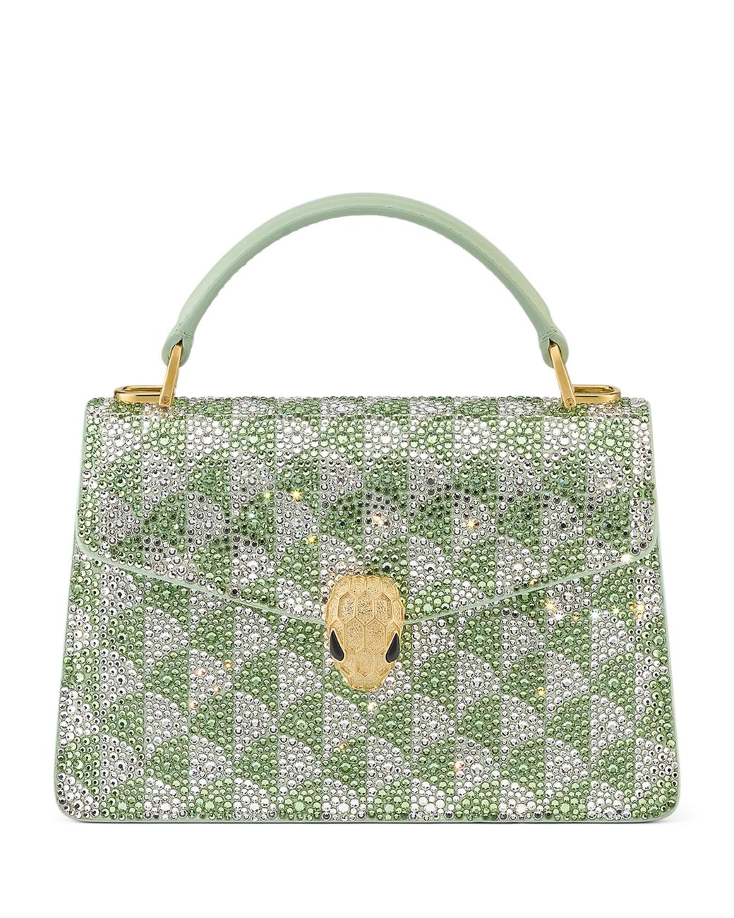 BVLGARI Green Mini Suede Serpenti Forever Top-Handle Bag