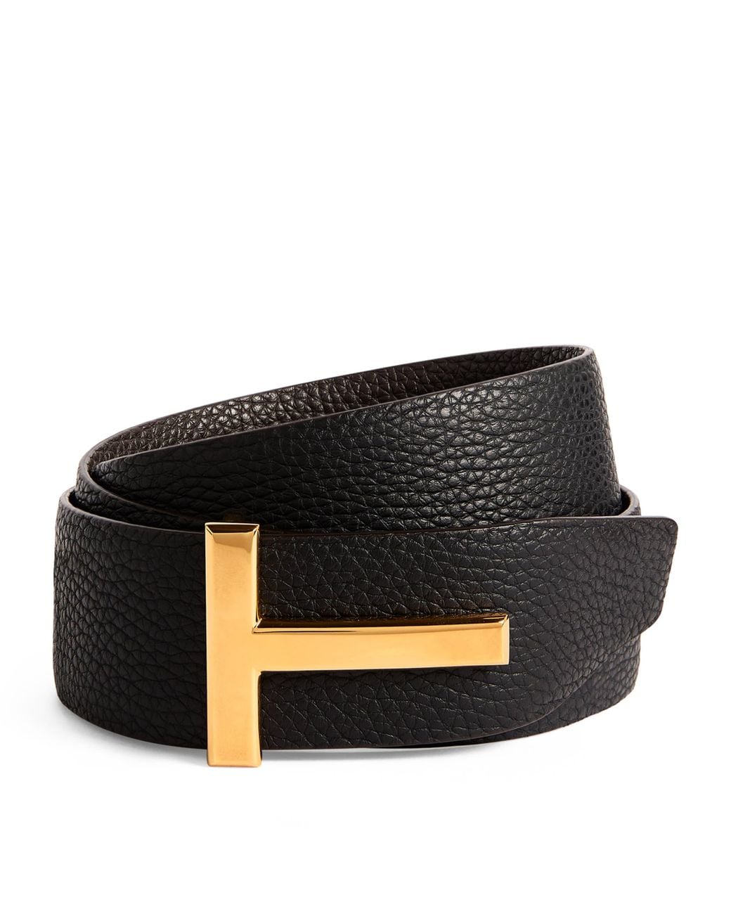 Tom Ford Black Leather Reversible T Icon Belt for men