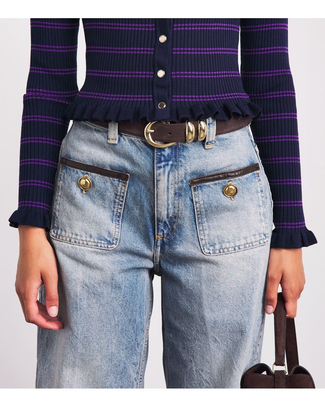 Sandro Black Suede Buckle Belt