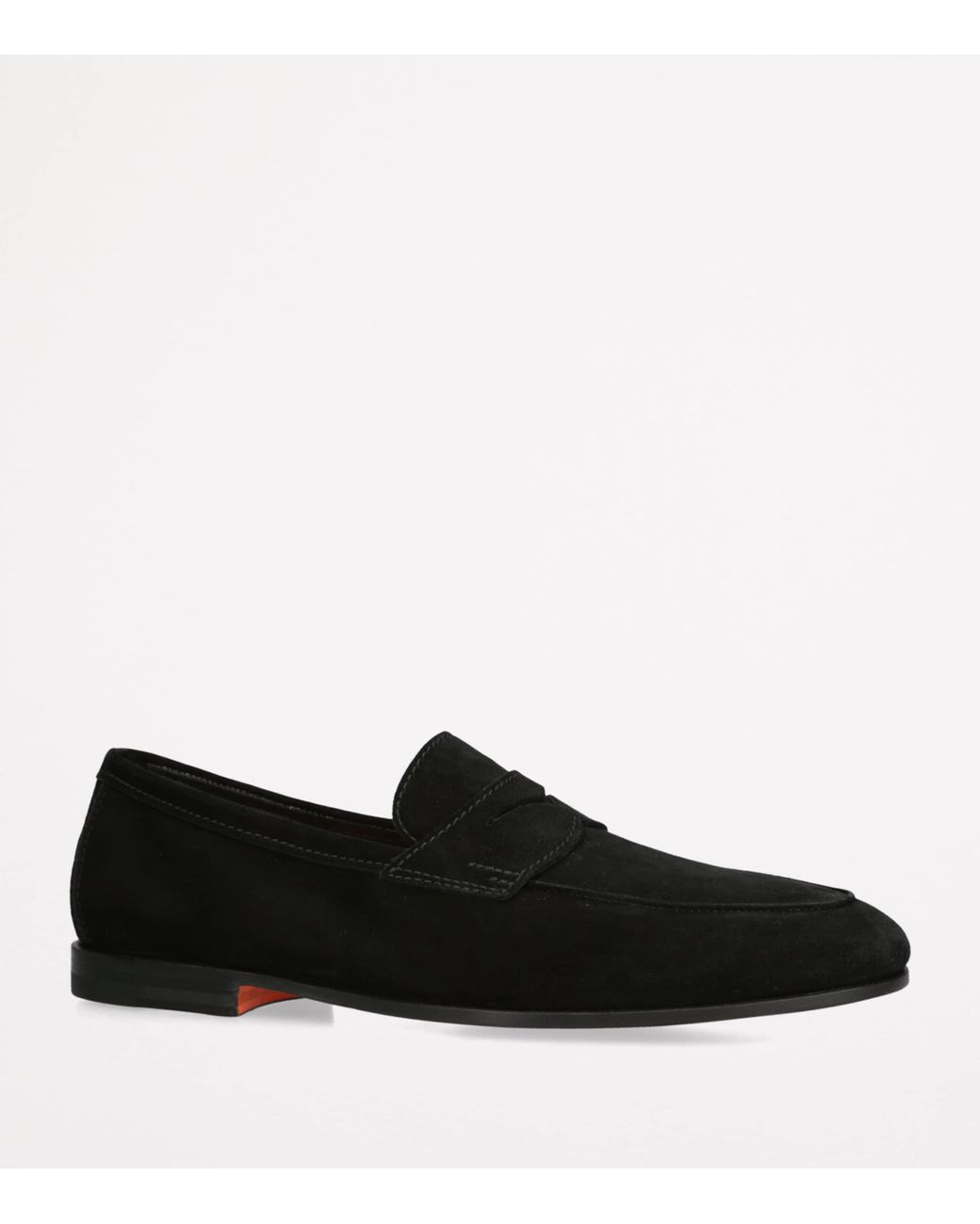 Santoni Black Suede Carlos Penny Loafers