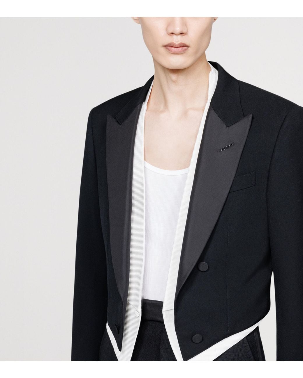 Tom Ford Black Virgin-Wool Cropped Evening Jacket for men