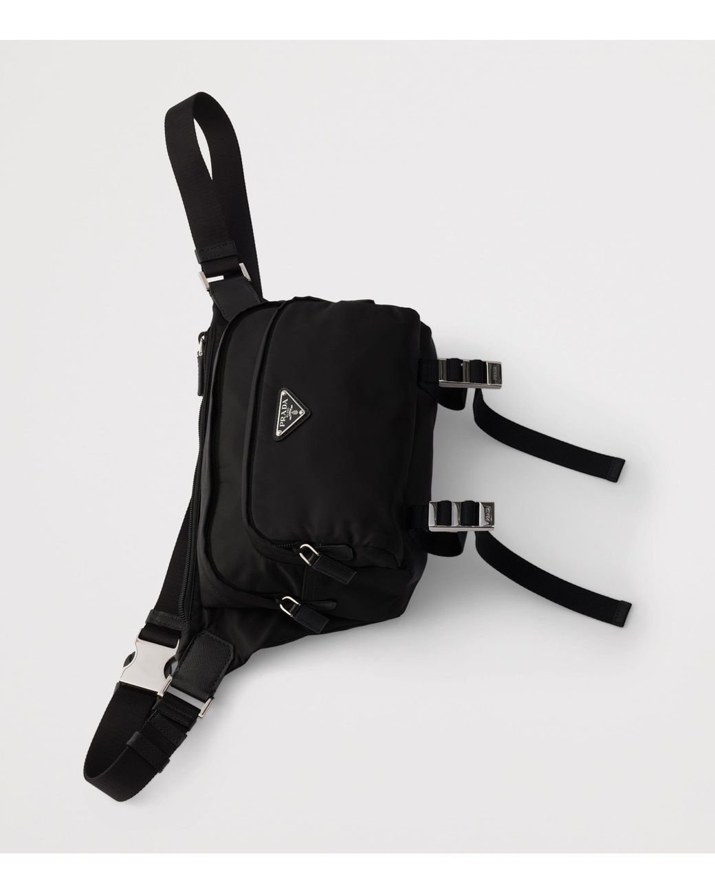 Prada Black Re-Nylon And Leather Cross-Body Bag for men