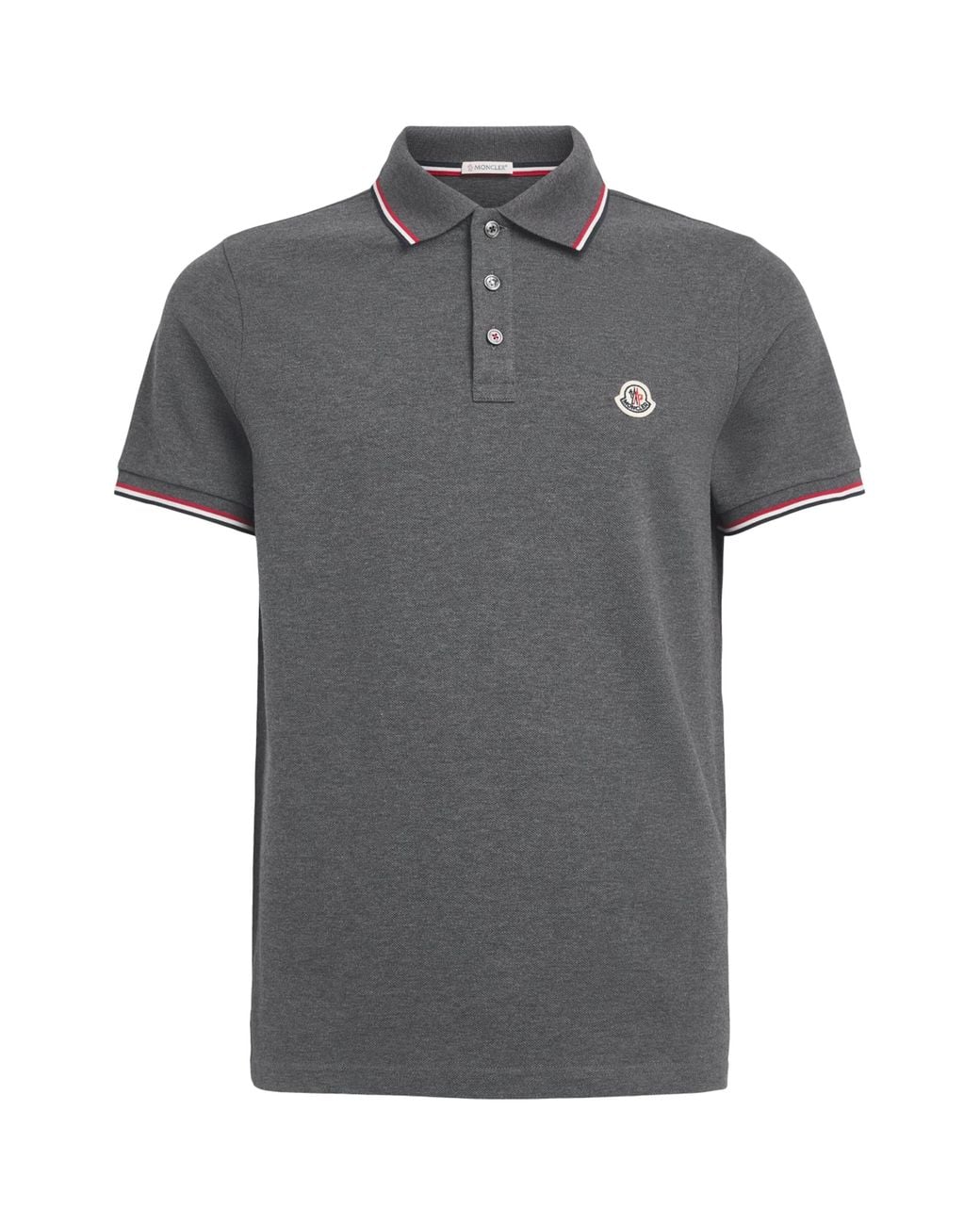Moncler Gray Cotton Logo Polo Shirt for men