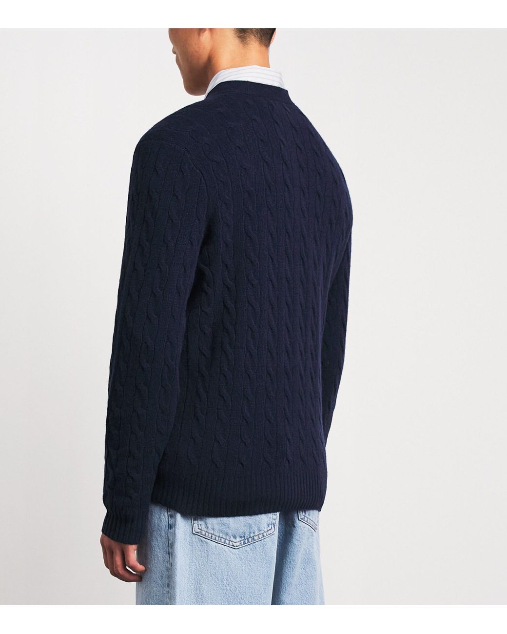 Polo Ralph Lauren Blue Wool-Cashmere Cable-Knit Cardigan for men