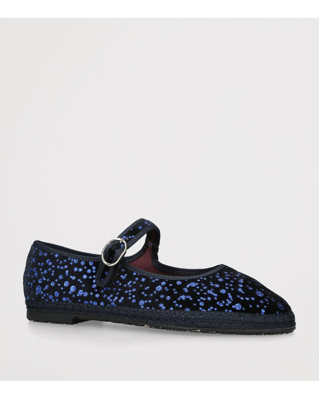 Flabelus Blue Velvet Seraphina Mary Jane Flats