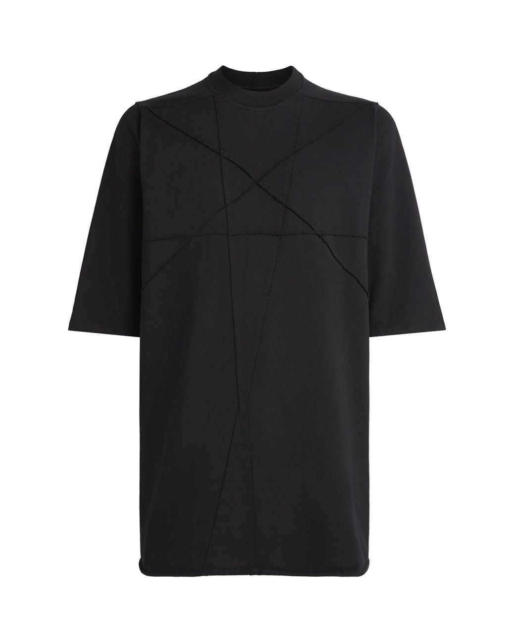 Rick Owens Black Cotton Jumbo Pentastitch T-Shirt for men
