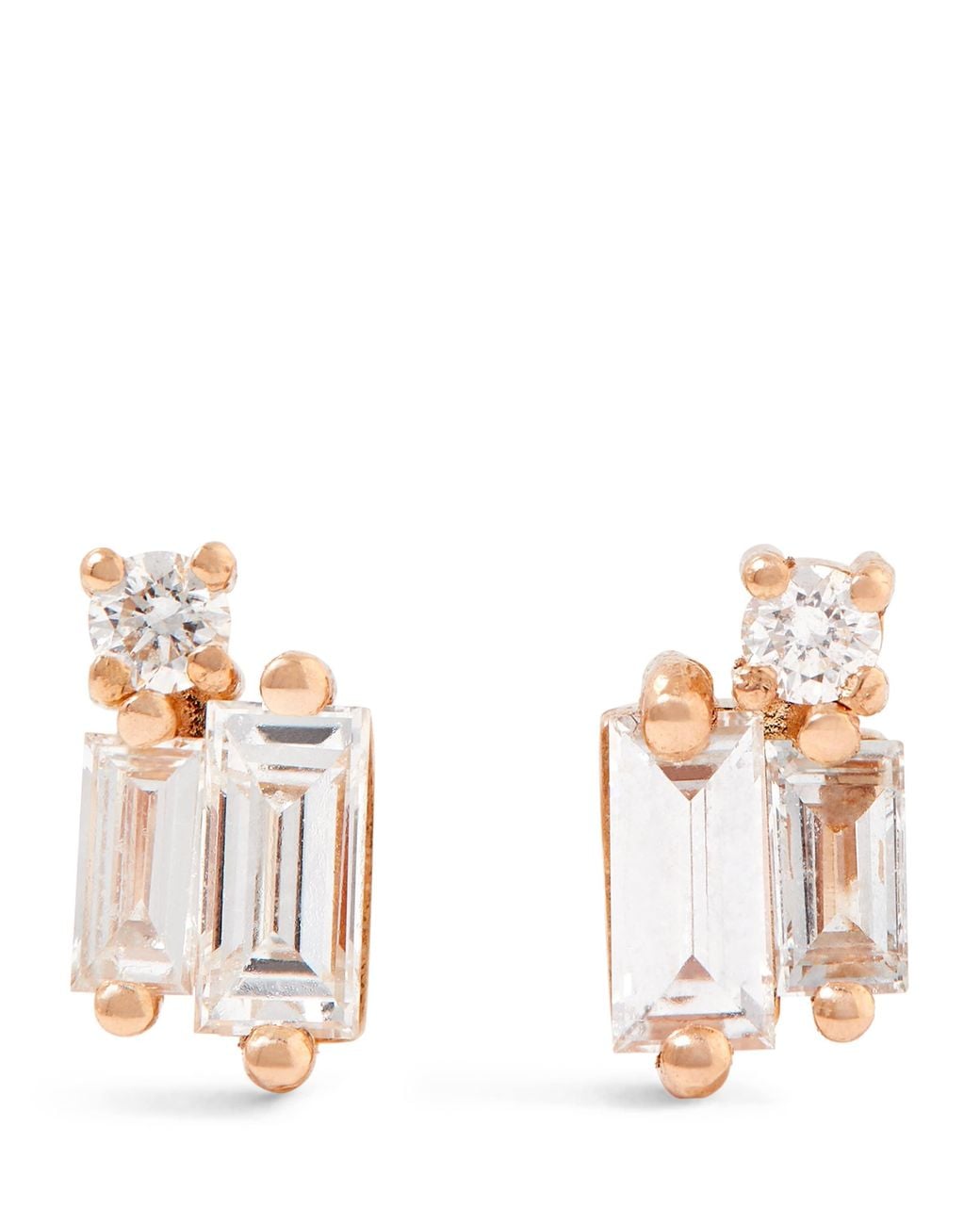 Suzanne Kalan White And Diamond Bold Burst Stud Earrings