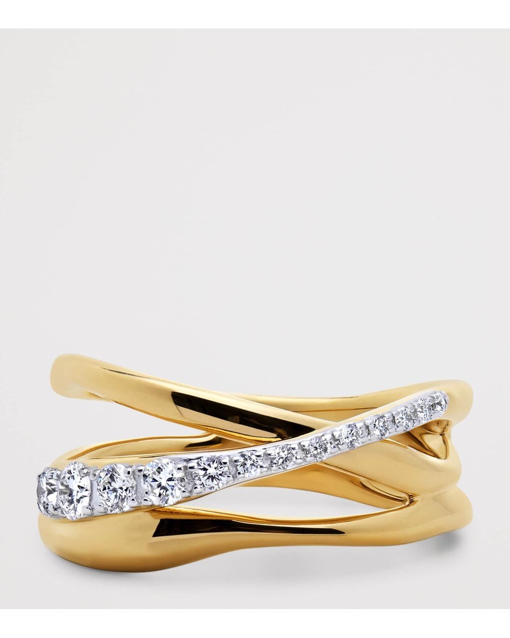 Monica Vinader Metallic Vermeil And Diamond Crossover Nura Ring