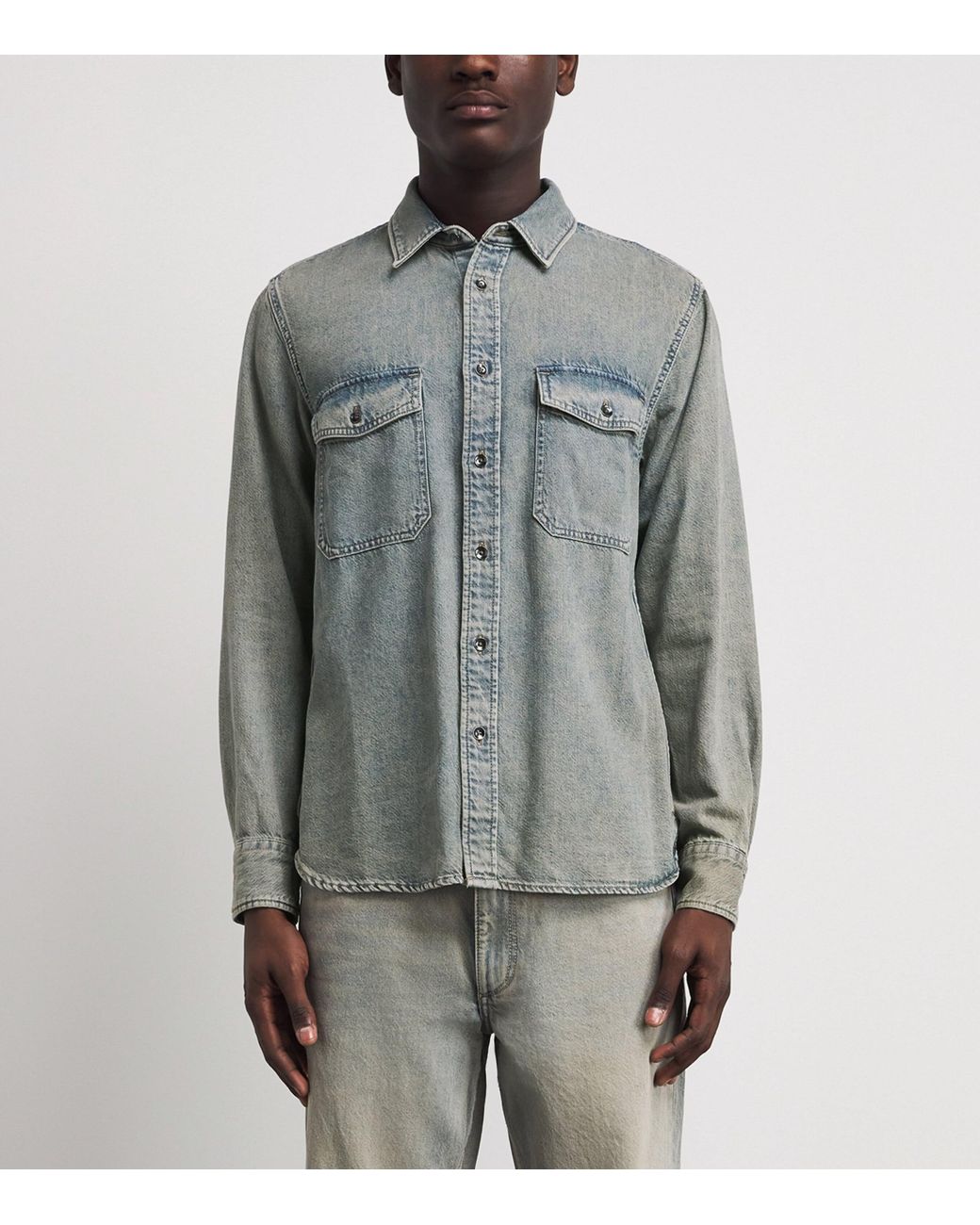 Rag & Bone Gray Denim Twin-Pocket Overshirt for men