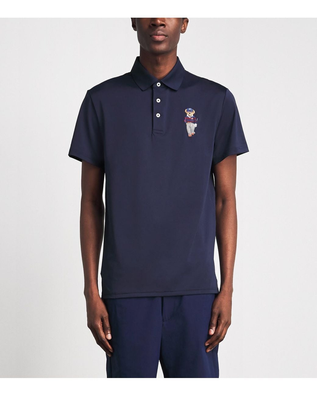 Ralph Lauren Blue Tailored-Fit Polo Bear Performance Polo Shirt for men
