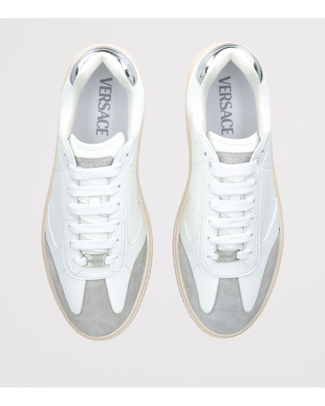 Versace White Leather Low-Top Sneakers for men
