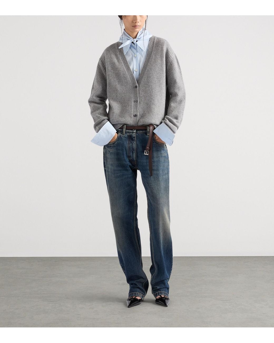 Prada Gray Re-Cashmere Relaxed Cardigan