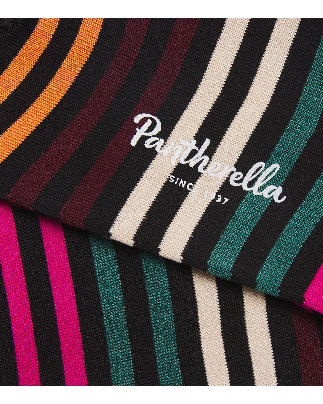Pantherella Black Cotton-Blend Kilburn Striped Socks for men