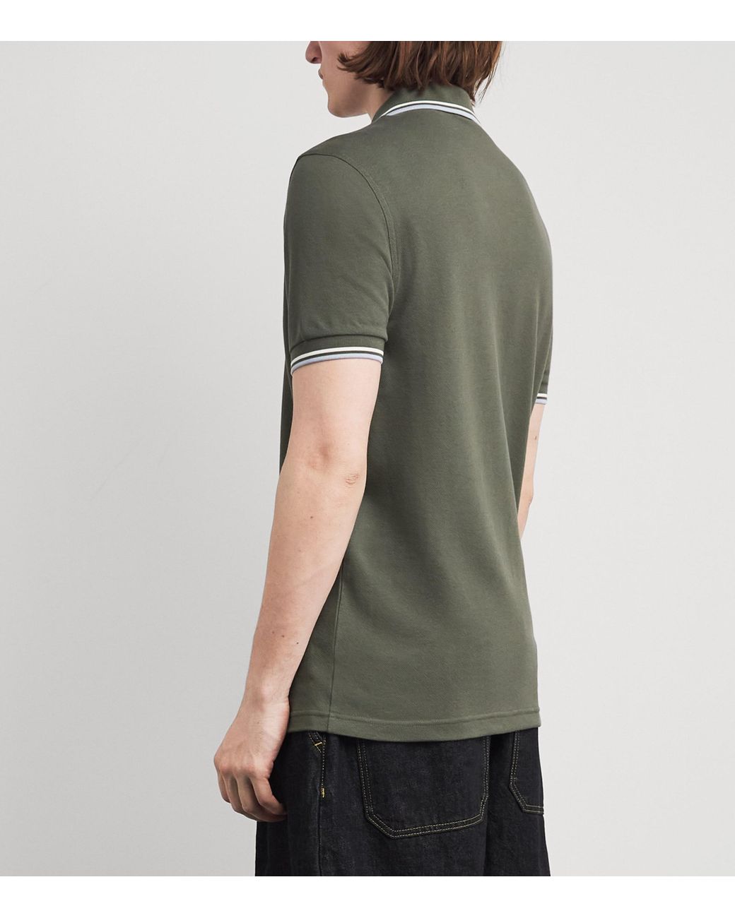 Fred Perry Green Cotton Twin Tipped Polo Shirt for men