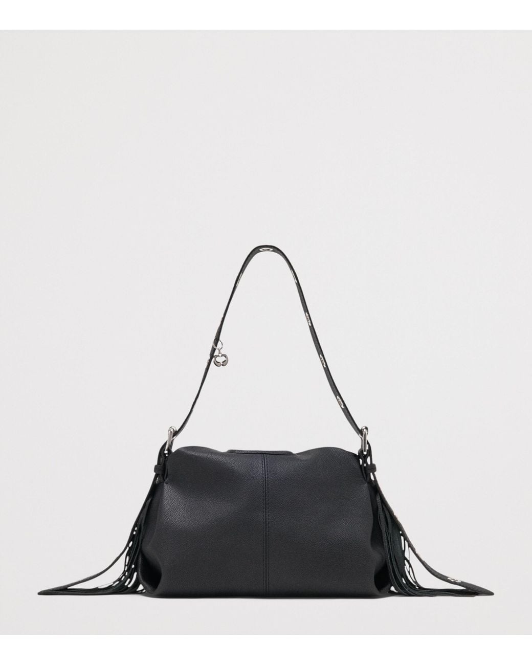 Maje Black Grained Leather Miss M Shoulder Bag
