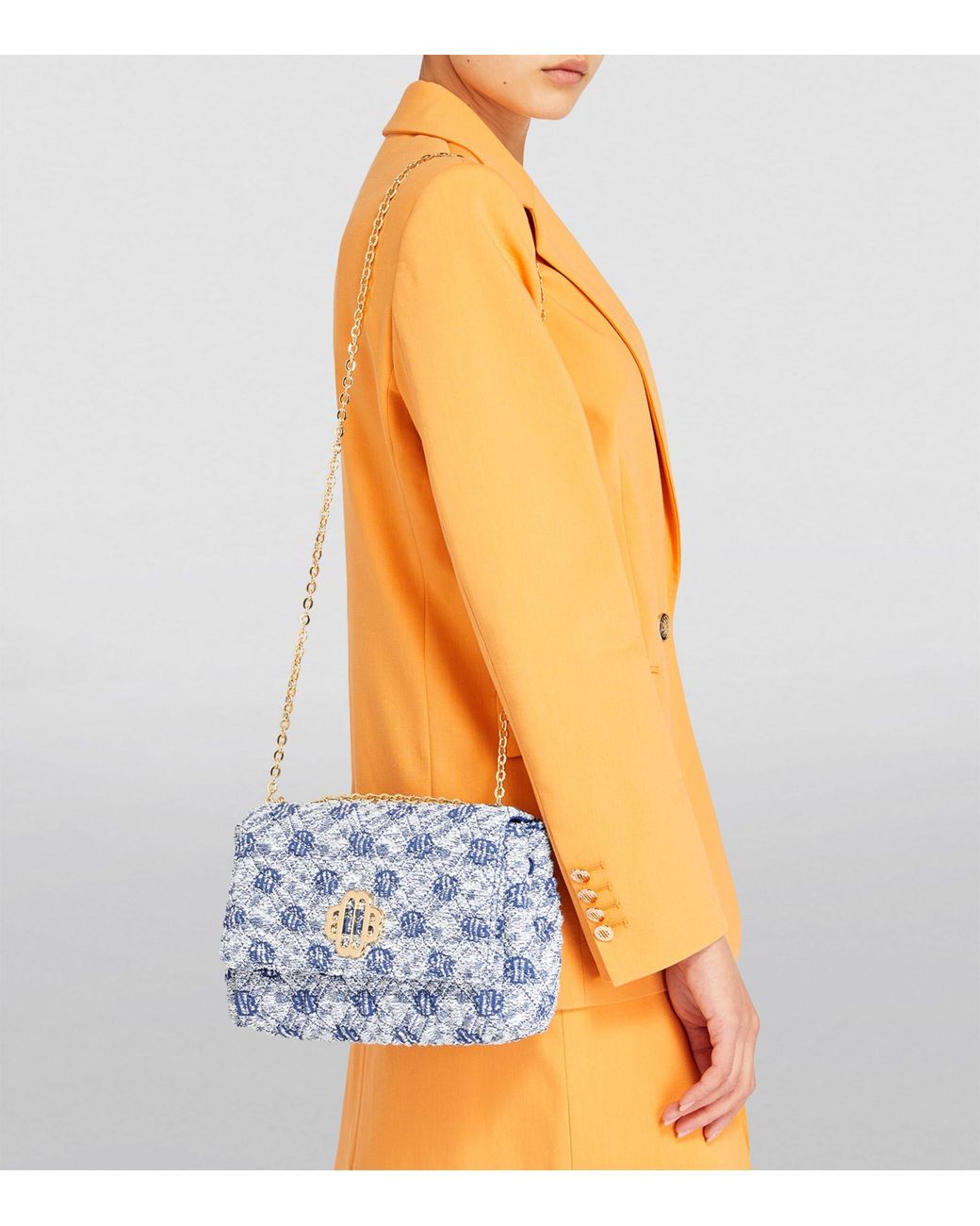 Maje Embroidered Tweed Bag in Blue Lyst UK