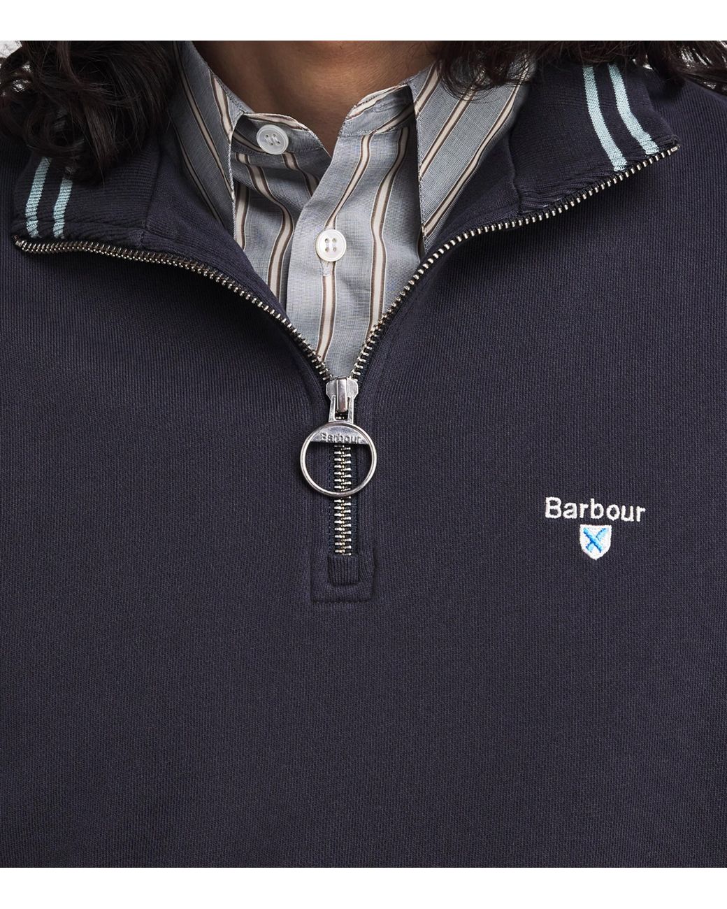 Barbour Blue Quarter-Zip Rosford Sweatshirt for men
