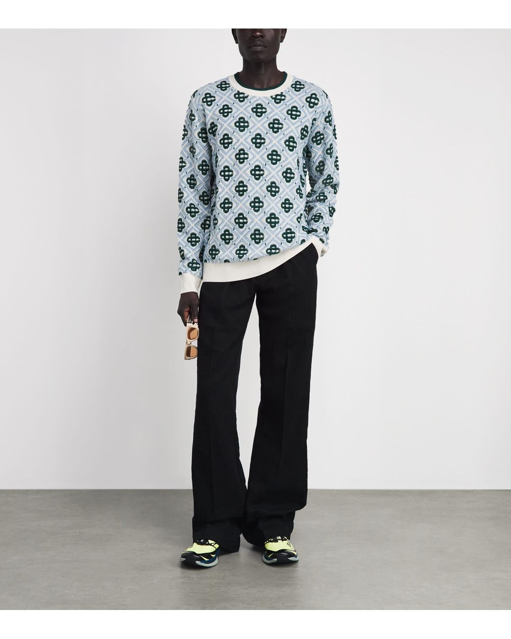 Casablanca Blue Wool Monogram Sweater for men