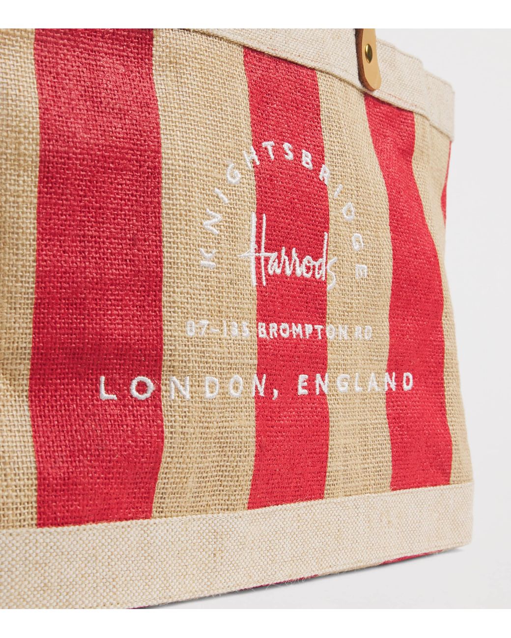 Harrods Pink Small Canvas Stripe Knightsbridge Shopper Bag