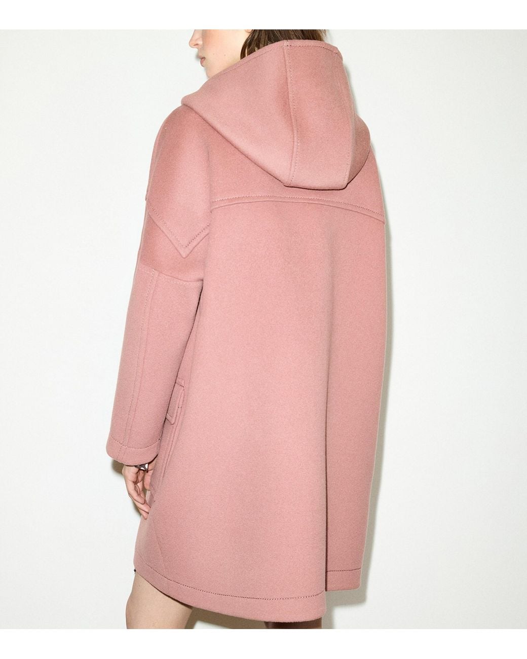 MAX&Co. Pink Virgin Wool Blend Hooded Duffle Coat