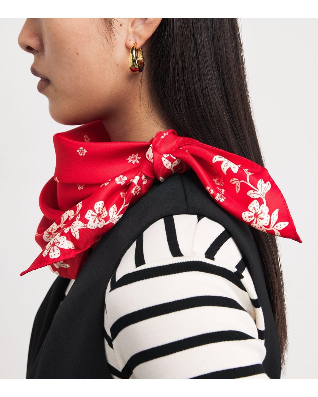 Claudie Pierlot Red Silk Printed Square Scarf