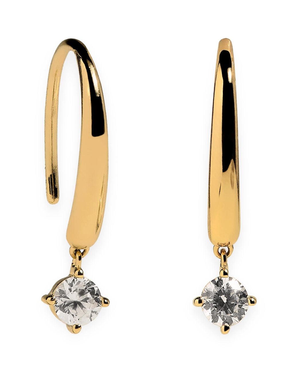 Astrid & Miyu Metallic Plated Sterling Crystal Charm Hook Hoop Earrings