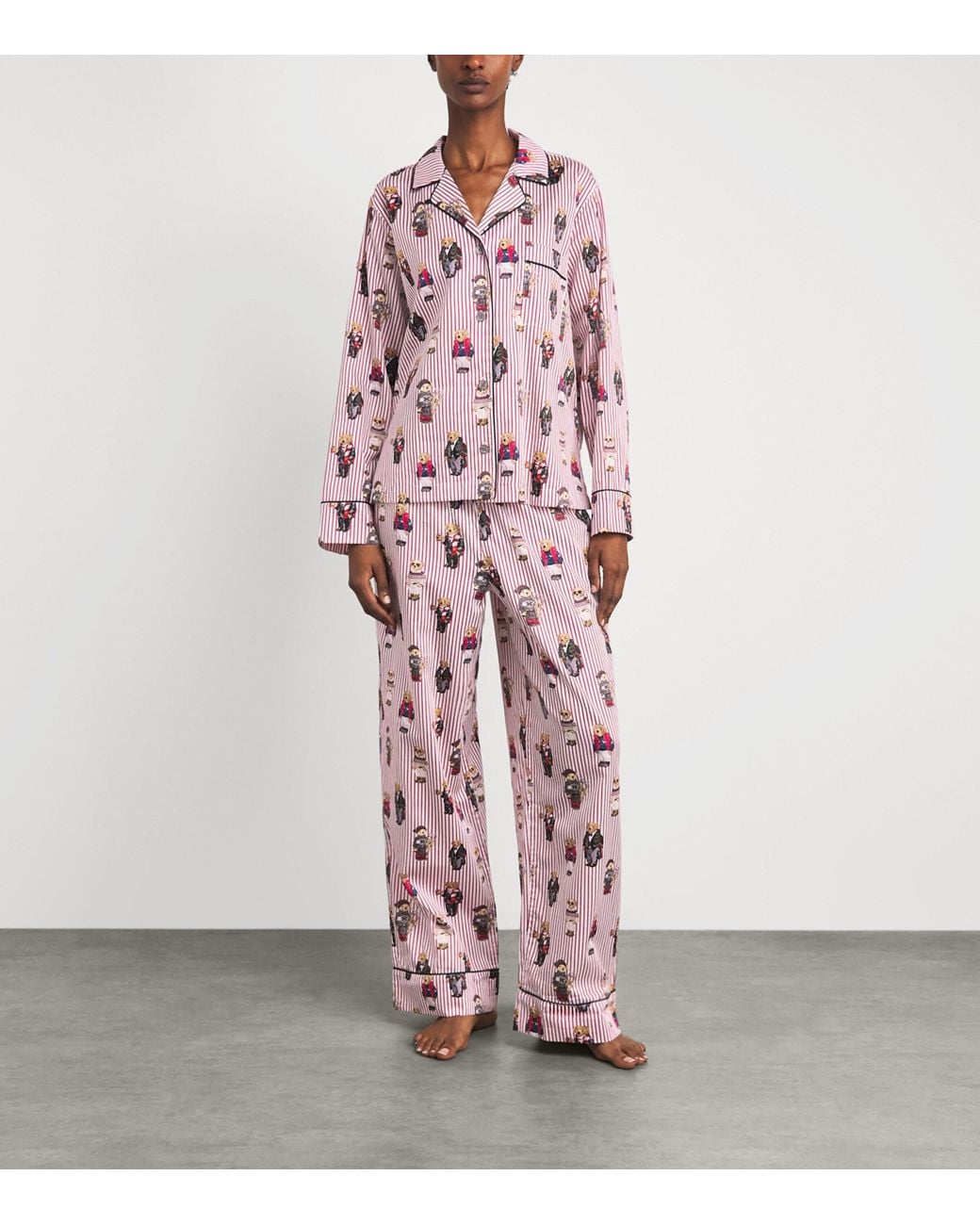 Polo Ralph Lauren Pink Cotton Stripe Polo Bear Pyjama Set