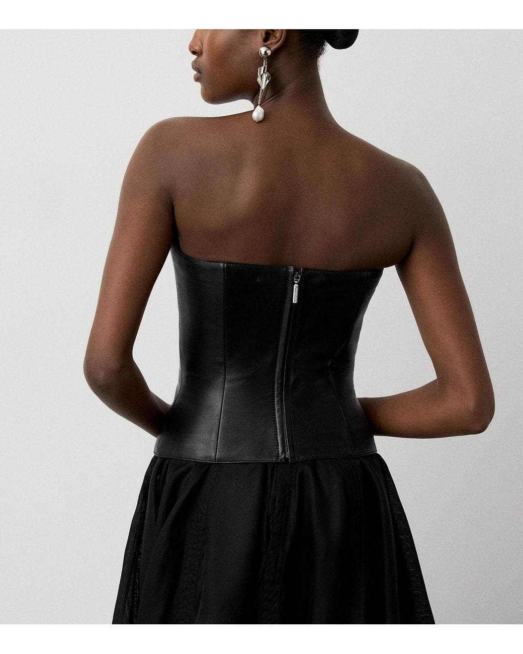 Ralph Lauren Black Leather Harling Bustier Top