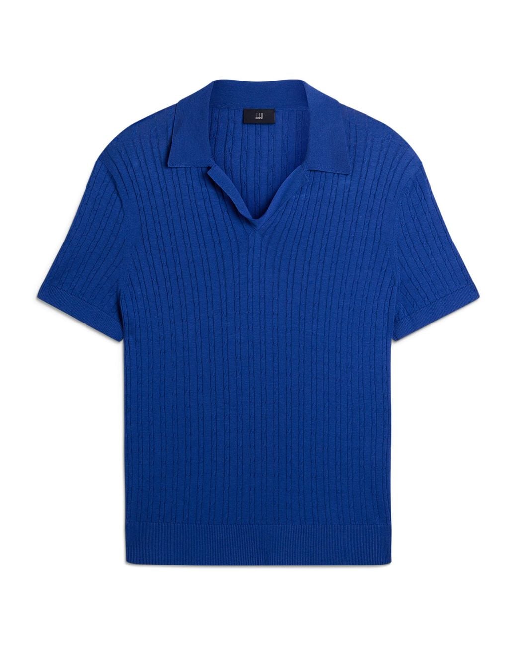 Dunhill Blue Cotton-Mulberry Silk Polo Shirt for men