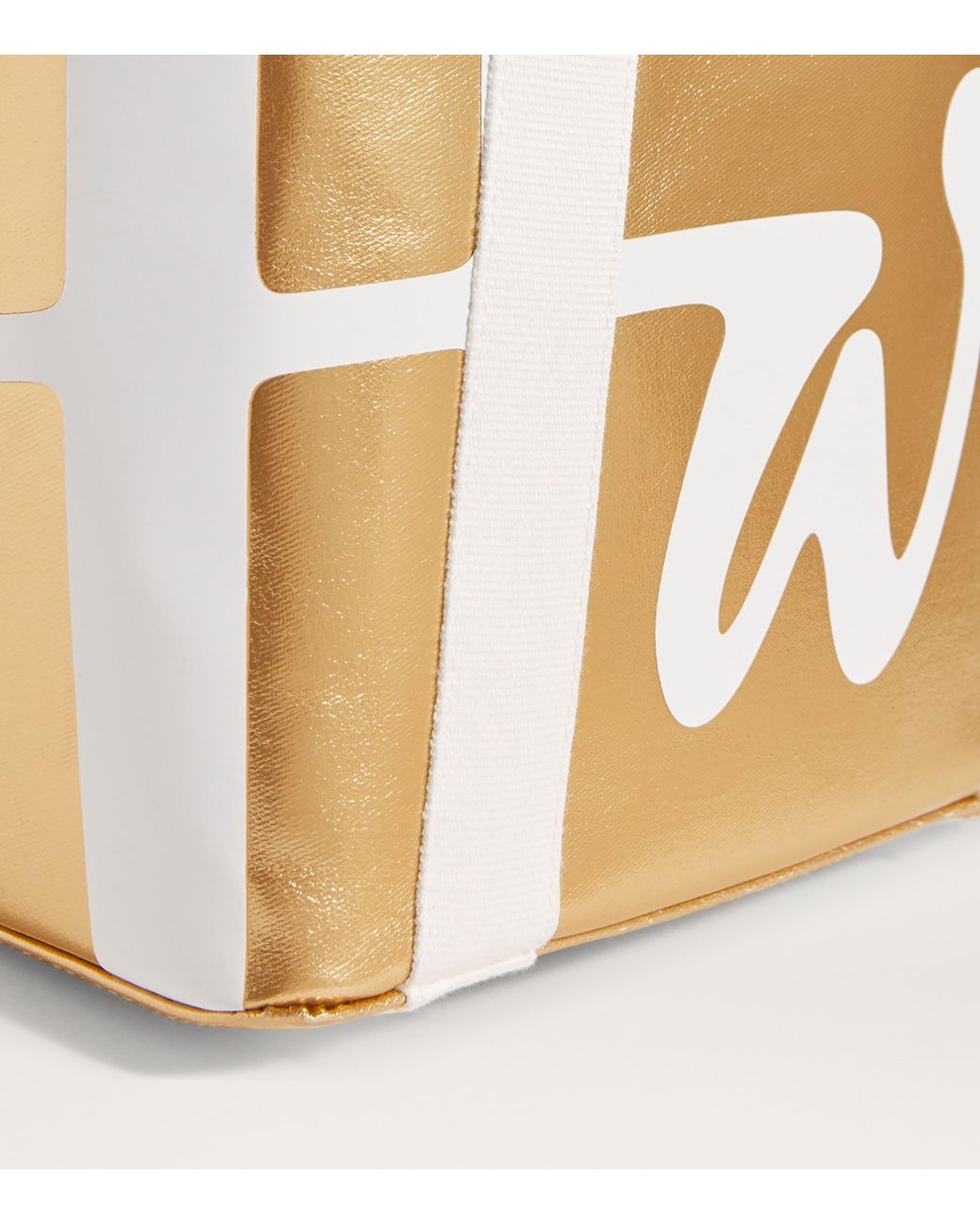 Harrods White Mini Cotton Logo Tote Bag