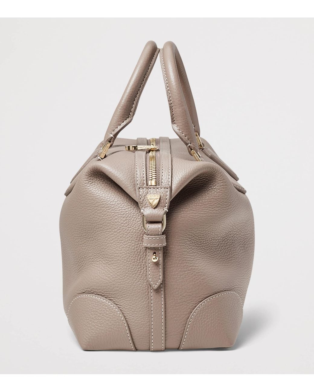 Aspinal Gray Leather Midi The Hudson Bowling Bag