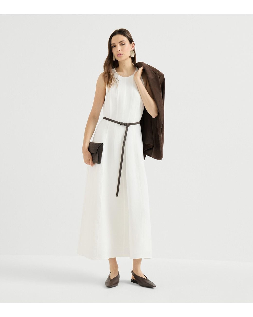 Brunello Cucinelli White Twill Maxi Dress