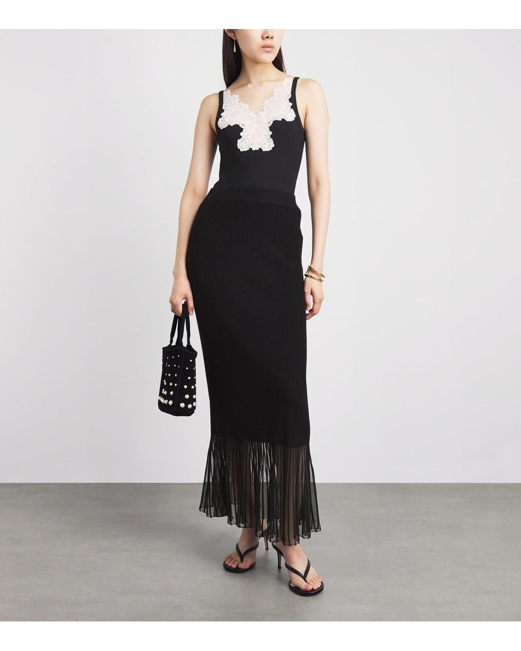 Claudie Pierlot Black Rib-Knit Maxi Skirt