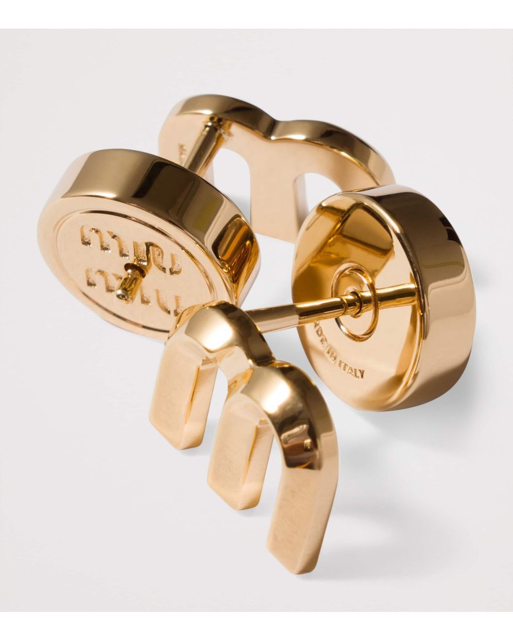 Miu Miu Metallic M Logo Stud Earrings