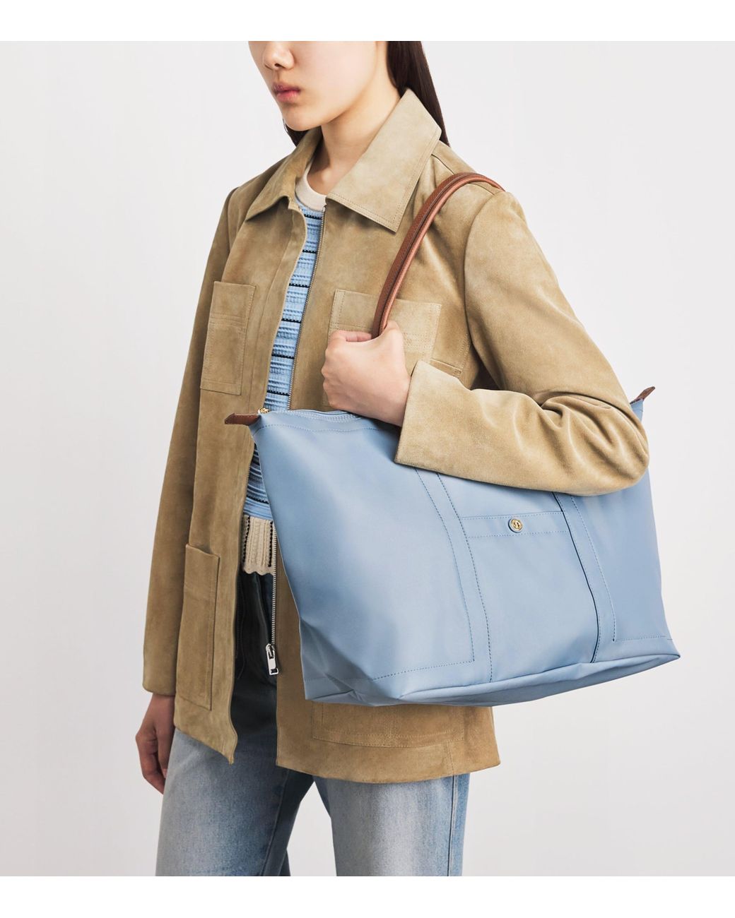 Harrods Blue Medium Nylon Tote Bag