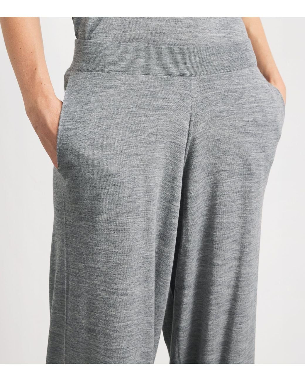 Johnstons Gray Superfine Merino Wool Ina Knitted Trousers