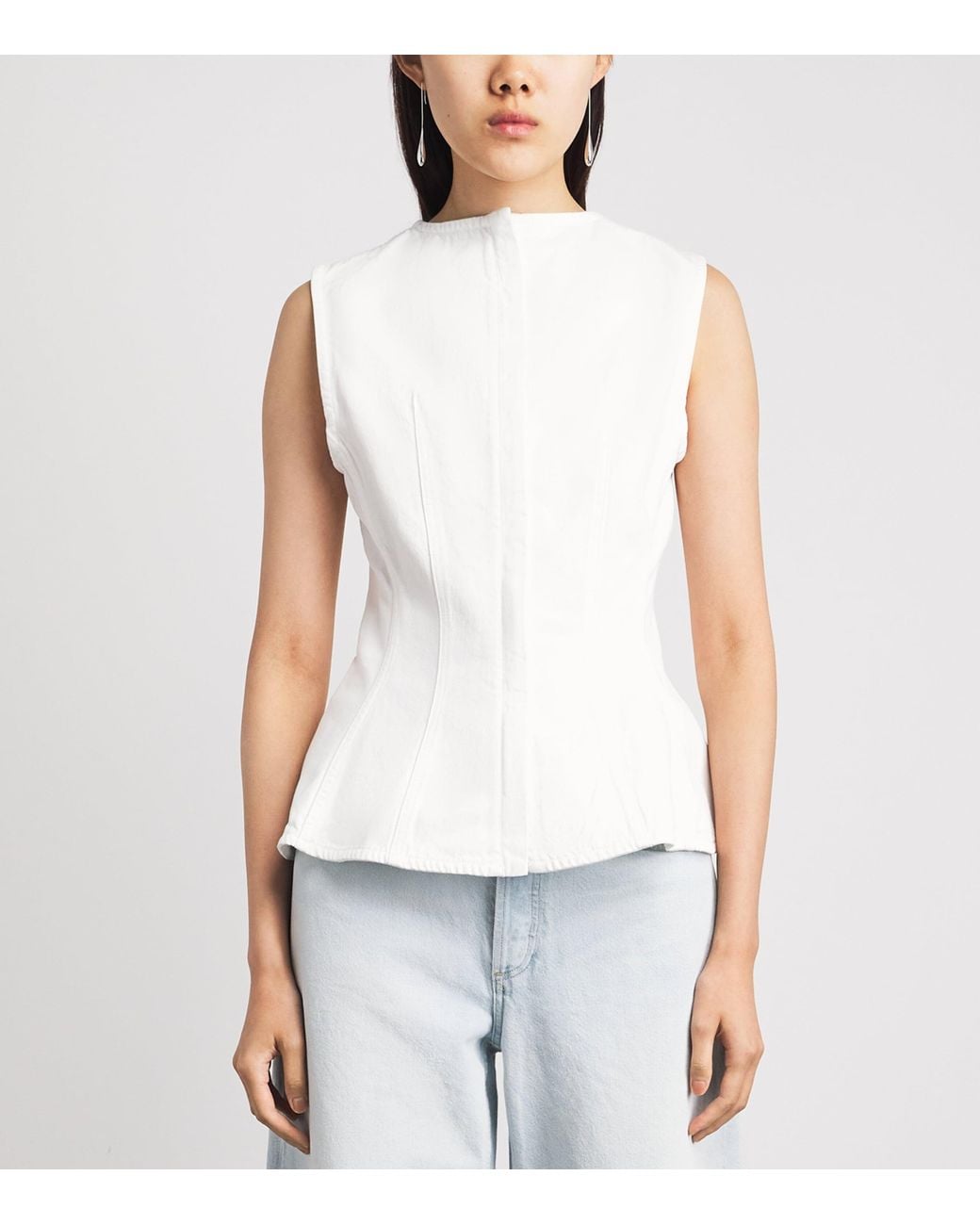 Agolde White Denim Corbin Blouse