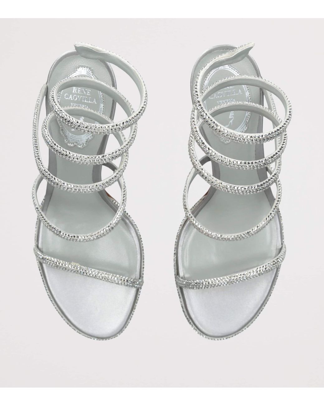 Rene Caovilla White Embellished Cleo Sandals 80
