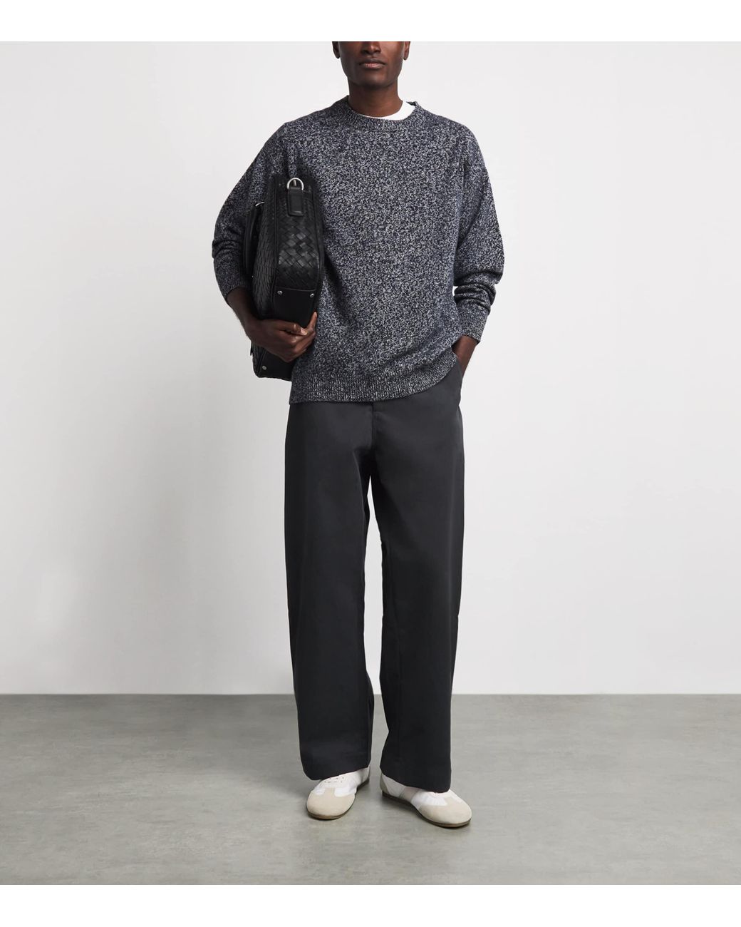 Johnstons Gray Cashmere Marl Sweater for men