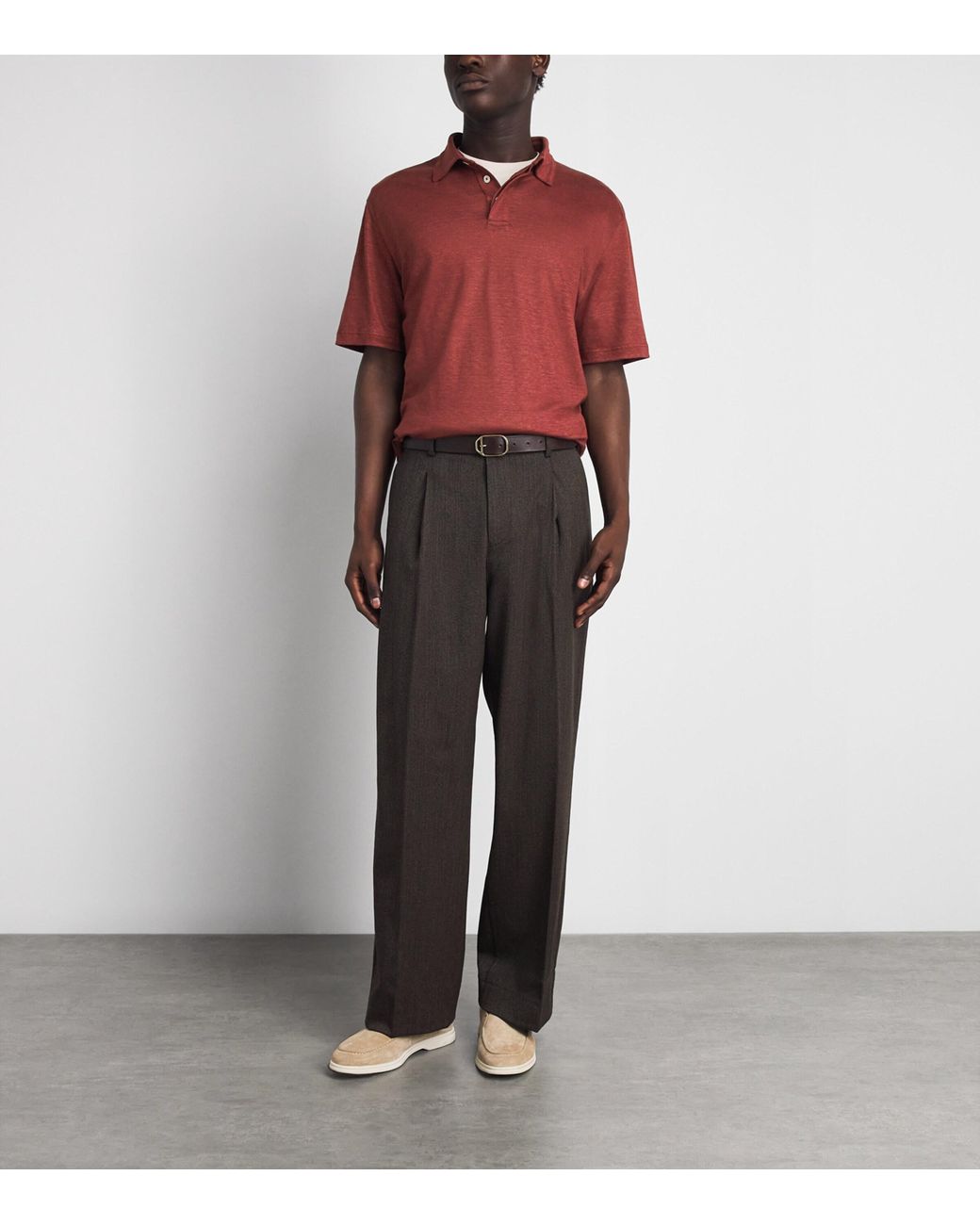 Eleventy Red Linen Polo Shirt for men