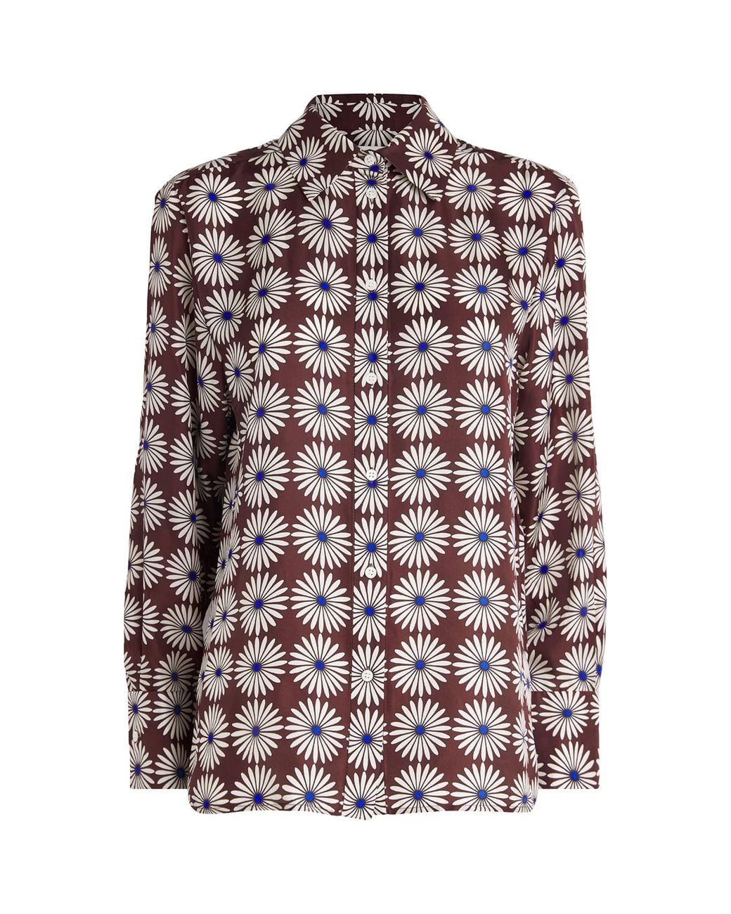 Sandro Brown Silk Floral Shirt