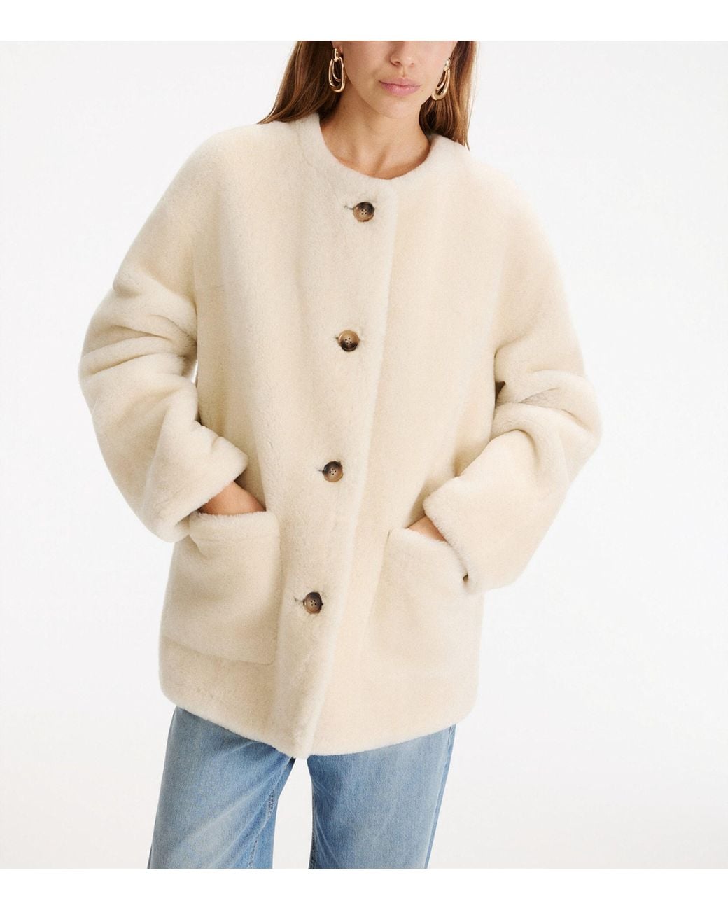 Marella Natural Ram Shearling Oversized Jacket