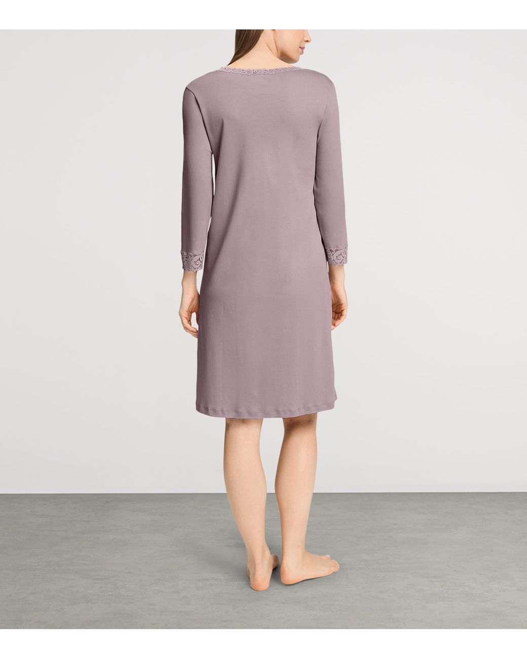 Hanro Purple Lace-Trim Moments Nightdress