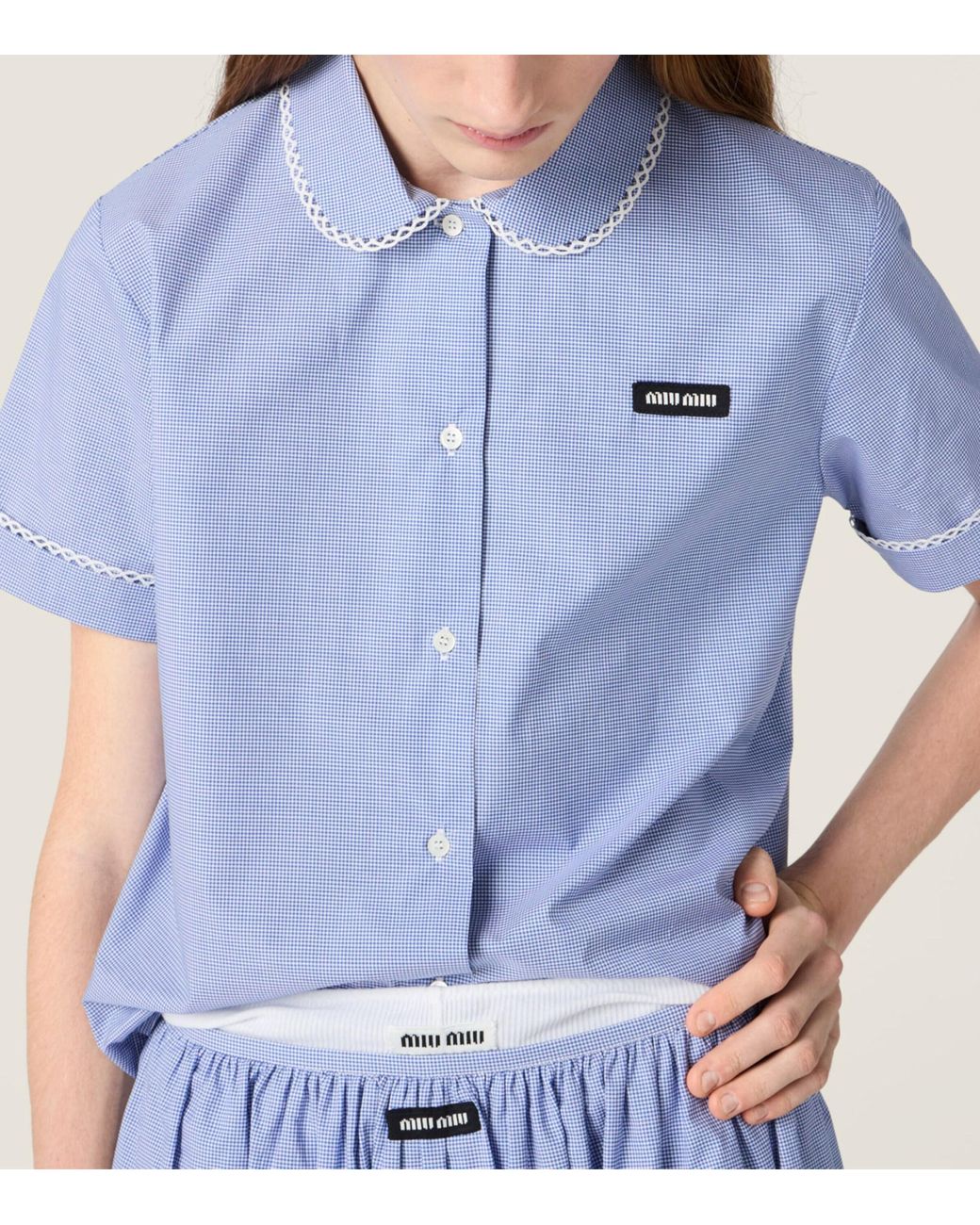 Miu Miu Blue Cotton Gingham Shirt