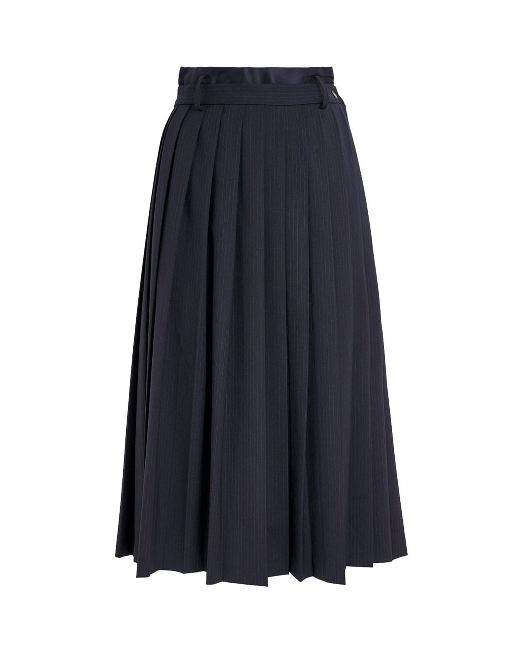 Sandro Blue Wool-Blend Pleated Midi Skirt