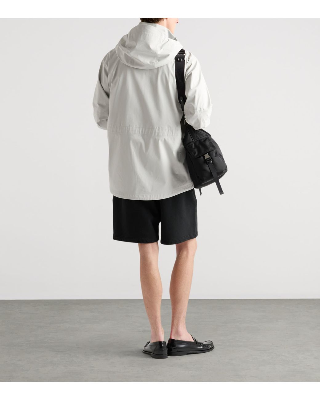 Prada Gray Technical Fabric Hooded Jacket for men