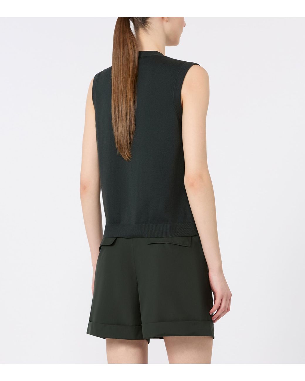 Max Mara Green Cotton-Cashmere-Silk Sweater Vest
