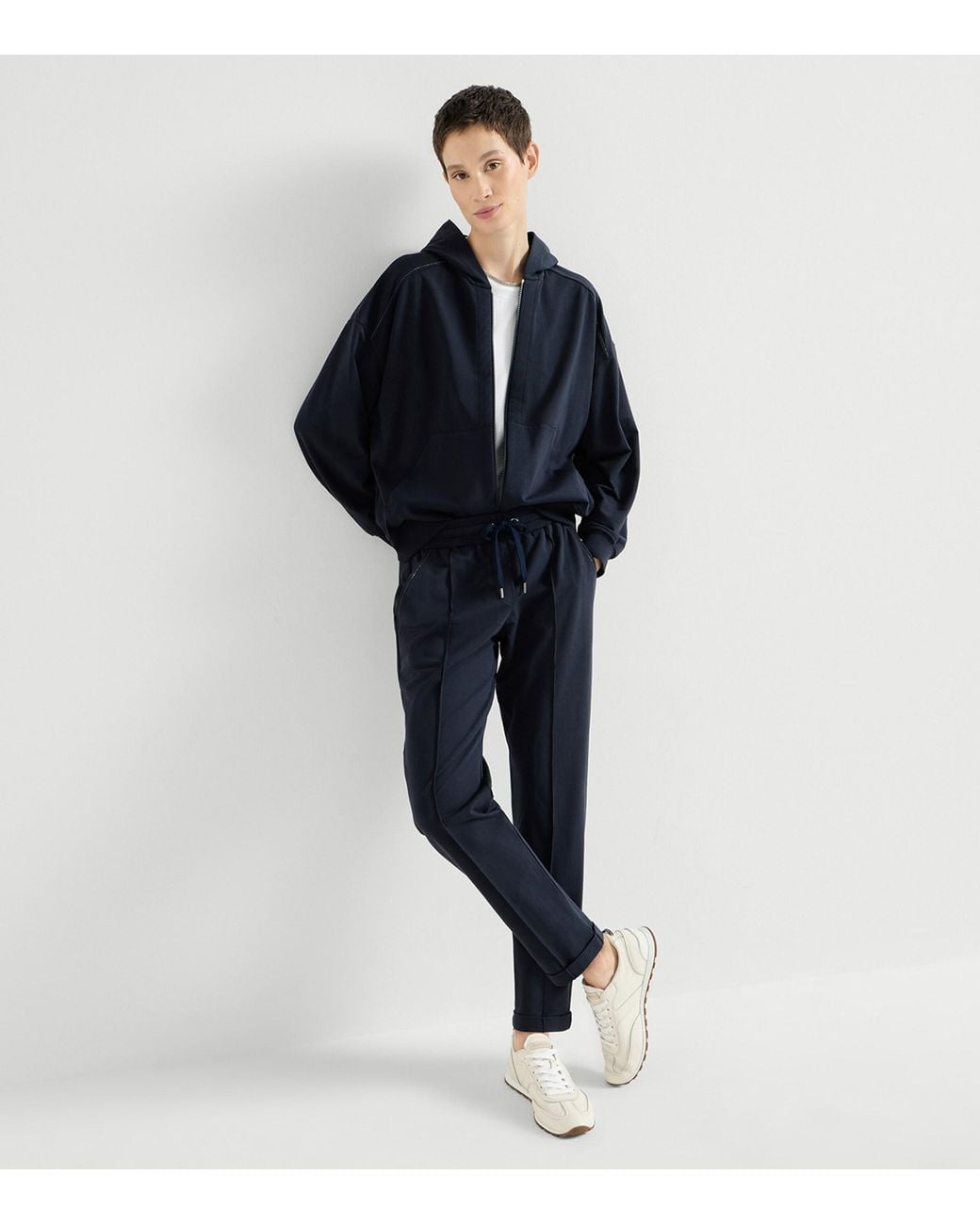 Brunello Cucinelli Blue Stretch-Cotton Slim Sweatpants