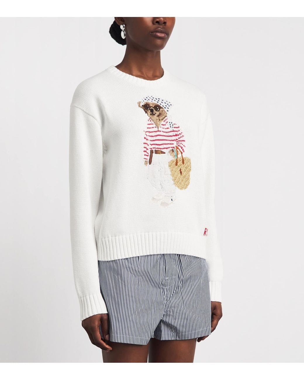 Polo Ralph Lauren White Cotton Polo Bear Sweater