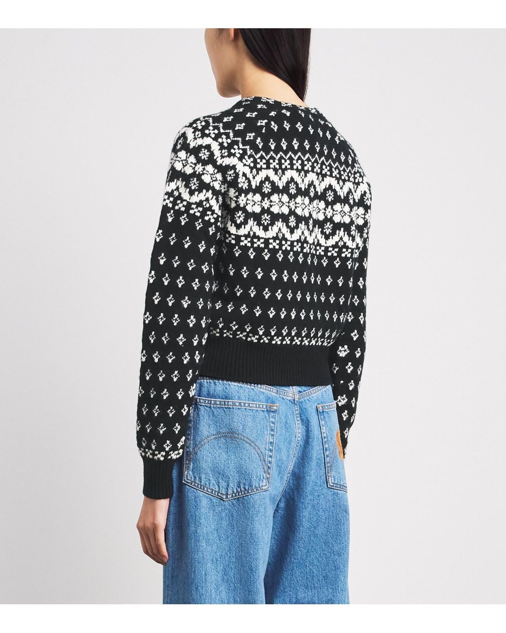 Polo Ralph Lauren Black Wool-Blend Fair Isle Cardigan